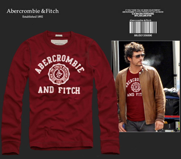 Abercrombie Fitch Hombres De Cuello Redondo Con Gente Fotos Largo Remera AF6010